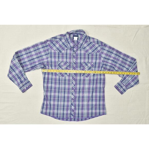 Wrangler Men's Western Snap Button Shirt Purple Plaid Regular Size XXL - Picture 2 of 8